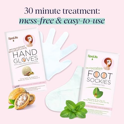 SpaLife Moisturizing Hand Gloves & Foot Mask Socks | Korean Skincare Set for Dry Cracked Hands & Dry Cracked Feet Callus Remover Alternative | Self Care Gifts for Women | 4 Hand, 4 Foot - Image 4