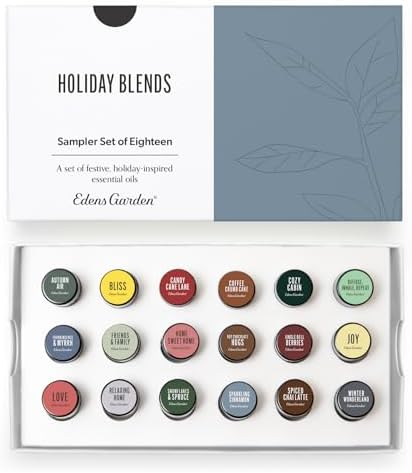 Edens Garden Christmas Essential Oils 18 Set – 100% Pure Therapeutic Grade, Aromatherapy Scents For Diffusers & Home – Natural & Fragrance Oil-Free, Festive Autumn & Winter Collection, .92 ml/ 18 Pack by EdensGarden