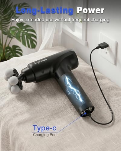 cotsoco Massage Gun Deep Tissue, Percussion Massage Gun with 10 Massage Heads & 20 Speeds, Muscle Massage Gun with Large 6-Ball Head, Portable Back Massager Gun with Carry Case, Gifts for him - Image 6