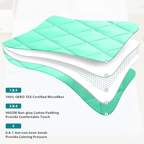 L'AGRATY Weighted Blanket Queen Size（15lbs, 60"x80"） Cooling Heavy Blanket Microfiber for Adults Breathable Big Weighted Throw Blanket for Summer Fall Winter, Green - Image 5