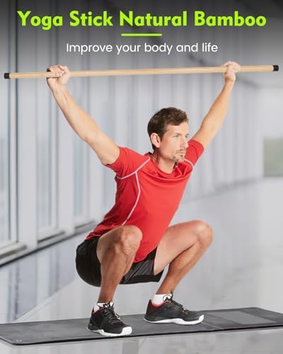 P Polerden Yoga Stick, 5ft Exercise Stick for Mobility, Stretching Stick with Non-Slip Ends, Exercise Dowel for Pilates, Balance Pole and Stretch Bar for Stretching Equipment - Image 2