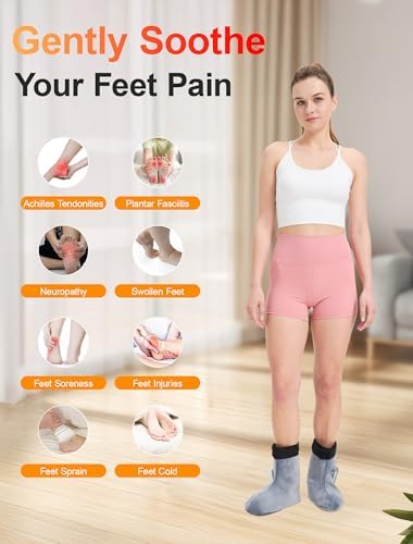 CAMECO 2-in-1 Cordless Foot Heating Pad & Massagers for Feet Neuropathy Pain Relief, 5000mAh 104℉-140℉ Heated Foot Warmers for Women Men, Rechargeable Vibration Heating Booties for Ankle Under Desk - Image 3