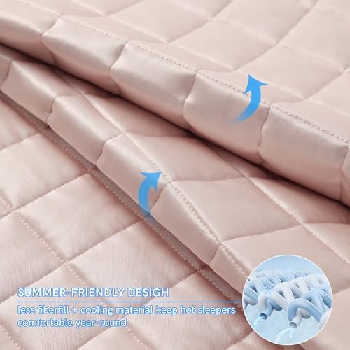 YnM Cooling Weighted Blanket for Adults, 40lbs Heavy Bed Throw Comforter with 100% PE Fabric, Ideal for Hot Sleepers or Summer Days(88x104 Inches for Queen/King Bed, 40 Pounds, Pink) - Image 3