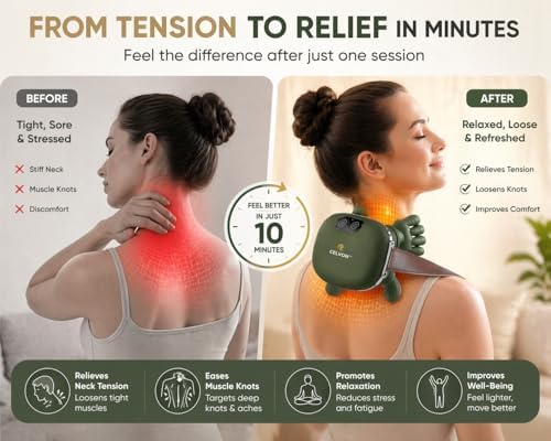 Neck Massager with Hands, Cordless Heated Shiatsu Neck & Shoulder Massager for Deep Tissue Muscle Pain Relief, Finger Kneading Back Massager, Rechargeable Gift for Men & Women - Image 2