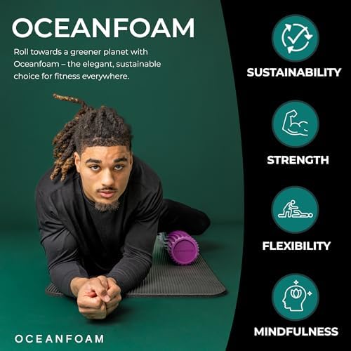 Oceanfoam Tidal Roller - Magenta - Muscle Massage Foam Roller for Back Pain & Stretching - Firm and Ergonomic Wide Wave Textured - Yoga, Athletics, & Wellness - Full Size, 20" x 5" - Image 3