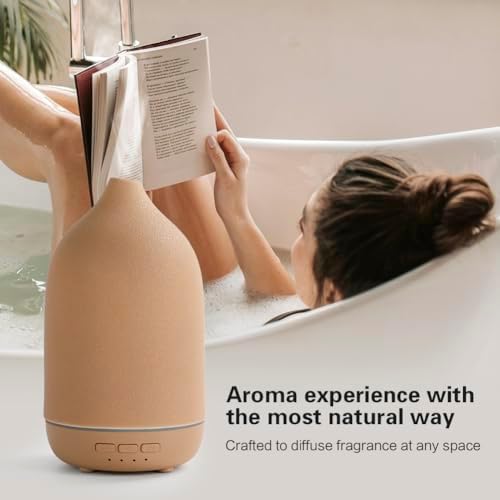 Essential Oil Diffusers, Aromatherapy Diffuser for Essential Oils, 100ml Ceramic Oil Diffusers for Large Room - 5 Timers, Warm Ambient Light, Auto-Off - Image 2
