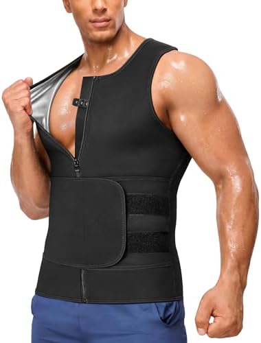 Junlan Waist Trainer Mens Sauna Suit Shirt Sweat Vest Weight Loss Gym Faja by Junlan