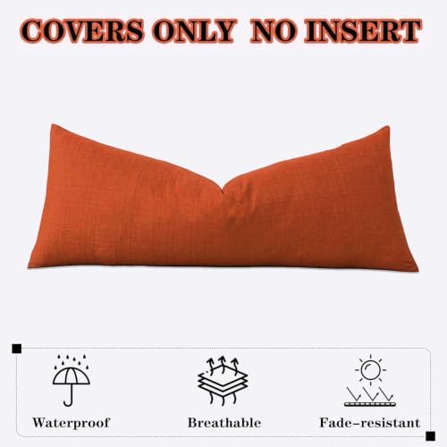 Kevin Textile Outdoor Waterproof 14”x36” Pillow Cover 1 Pack, Dark Orange - Image 6