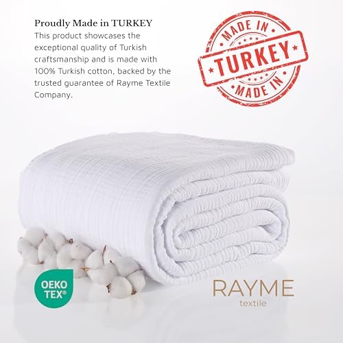 Muslin Blanket - Pure 100% Turkish Cotton Airy Soft Light Versatile Gauze Throw Blanket for Bed, Couch, Sofa (White, Throw Size (50" x 66" inch)) - Image 5