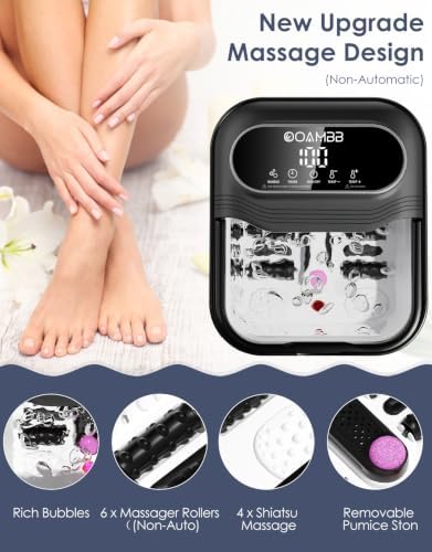 OOAMBB Collapsible Foot Spa Bath w/Heat, Bubble, Timer& Temp Control, Black - Image 3