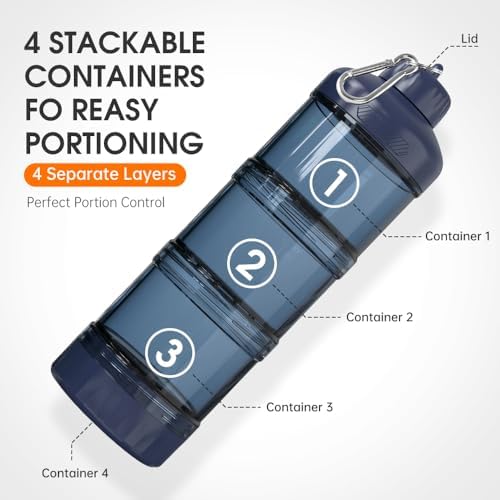 BYLWORKOUT 3-Layer Protein Powder Container with Funnel and Keychain - Image 2
