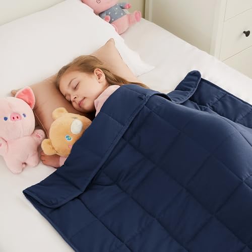 Weighted Blanket - 3 lbs Navy Blue Heavy Blanket, 20"x30", Small Size Breathable Lap Blanket by HOSUKKO