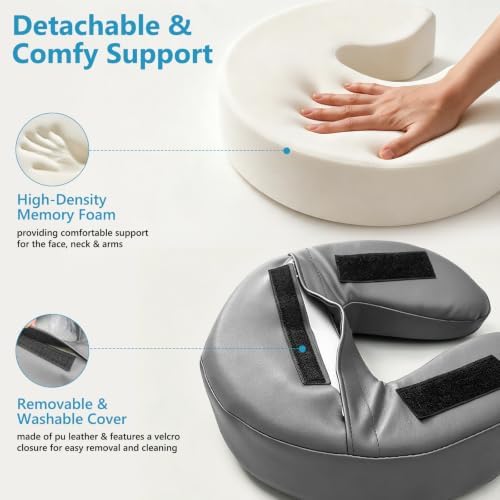Massage Headrest for Bed, Massage Face Cradle at Home, Adjustable Bed Massage Head Holder for Sleeping Mattress, Face Down Pillow After Eye Surgery (Gray) - Image 3