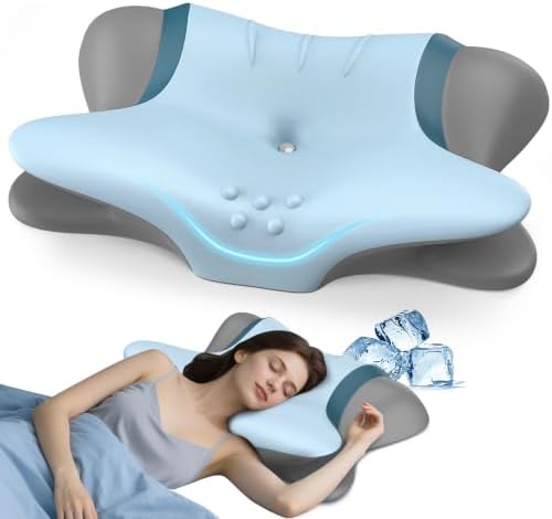 Cervical Neck Pillow for Pain Relief - Ergonomic Side Sleeper Pillow for Sleeping, Cooling Memory Foam Pillows for Neck Support, Orthopedic Pillow Contour Bed Pillow for Back Sleepers by beslovo