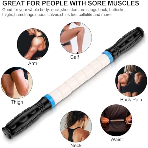 iGreely Portable Massage Roller Stick the Ultimate Muscle Roller 17 Inches Recommended By Physical Therapists Promotes Recovery Fast Relief for Cramps Soreness Tight Muscles-White - Image 4