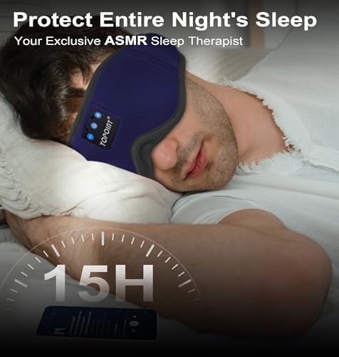 Sleep Mask with Headphones Bluetooth 5.4, TOPOINT 3D Eye Mask Blackout Breath Silk for Side Sleepers Women Men, Sleep Headphones Earphones HD Speaker Microphone for Travel Meditation Gift, CPAP Users - Image 5