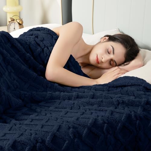 Aganear Fleece Throw Blanket for Couch Sofa 60"x80" Navy - Image 4