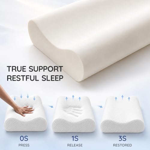 AM AEROMAX 32" King Contour Memory Foam Pillow for Neck Pain Relief, White - Image 4