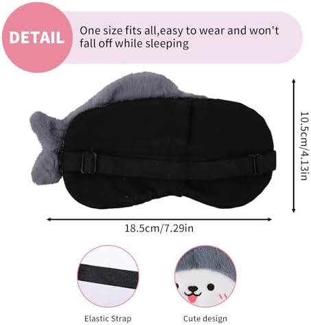 PERFECTSIGHT Sleep Eye Masks, Cute Sleep Eye Cover Lightweight Adjustable Eyeshade Mask Cover for Women Men Sleep Travel Nap, Gray Fish - Image 6