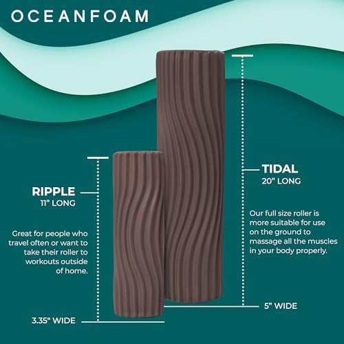 Oceanfoam Tidal Roller - Espresso - Muscle Massage Foam Roller for Back Pain & Stretching - Firm and Ergonomic Wide Wave Textured - Yoga, Athletics, & Wellness - Full Size, 20" x 5" - Image 5