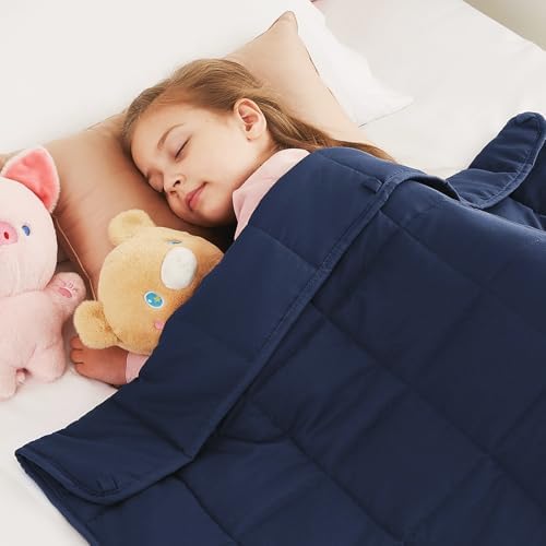 CuteKing Weighted Blanket (10lbs, 48"x72", Navy Blue) Heavy Blanket for 90-100lbs, Weighted Blanket for Cooling & Heating with Premium Glass Beads, Thick Blanket All-Season by CuteKing