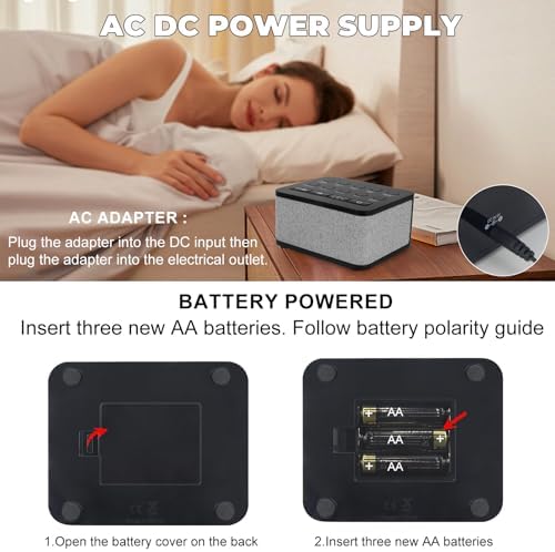 White Noise Sound Machine, Protable Travel Noise Sound Machine for Sleep with 10 Natural Soothing Sounds for Adults Baby Kids, AC/Battery Powered Sleep Timer Therapy for Home Office, Black - Image 4