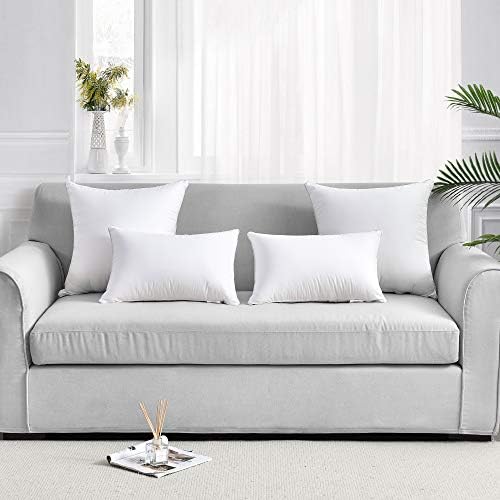 FAVRIQ 12 x 20 Throw Pillow Inserts (Set of 2), Rectangle Interior Sofa Pillow Inserts with 100% Cotton Cover, Lumbar Support Pillow for Chair Bed, Decorative Pillow Insert Pair, White Couch Pillow - Image 3