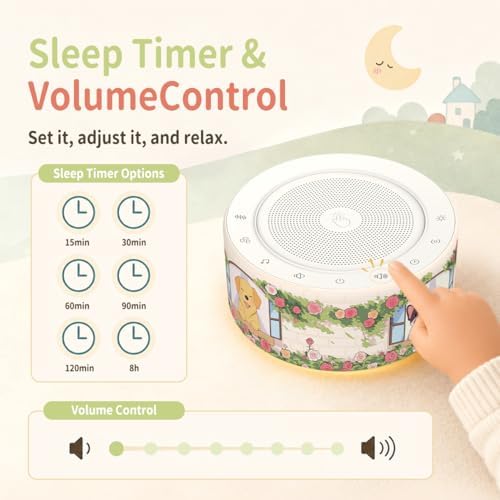 Kipcush White Noise Machine for Baby & Adults, Sleep Sound Machine with 30 Soothing Sounds, 8-Color Night Light, Memory Function, White Noise for Sleeping, Nursery, Office, Travel, Relaxation - Image 5