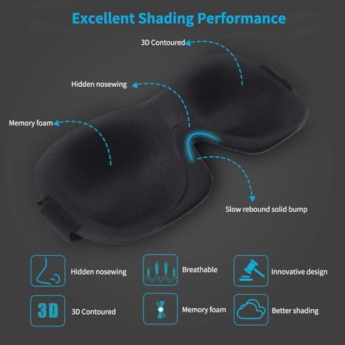 Cute Eye Mask Sleep Mask for Men Women Kids,2 Pack 3D Contoured Cup Sleeping Mask & Blindfold, Concave Molded Night Sleep Mask, Block Out Light (Stars &Black, 2 Count (Pack of 1)) - Image 2