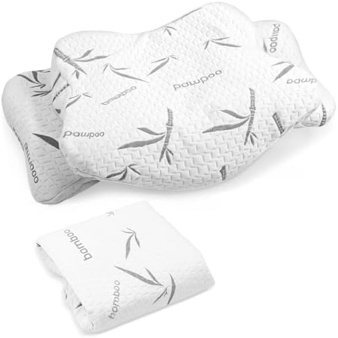 Hahafelt Cooling Cervical Pillowcase (Only Pillowcase) Waterproof Bamboo Neck Pillow Case Ergonomic Pillow Case Cover with Zipper for Side Back Stomach Sleepers(Queen Size,White Grey) by Hahafelt