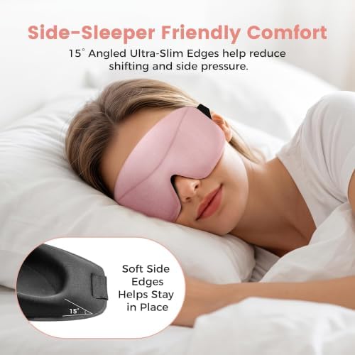 Sleep Mask for Women Men: 100% Blackout 3D Eye Mask for Sleeping, Sleeping Mask for Side Sleepers, Zero Pressure Memory Foam Eyelash Friendly Breathable Eye Cover, Airplane Travel Essentials-Pink - Image 4