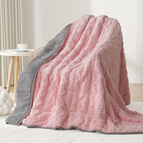 Drewin Weighted Blanket Queen Size 15lbs for Adults,Pink & Grey,60" x 80" by Home
