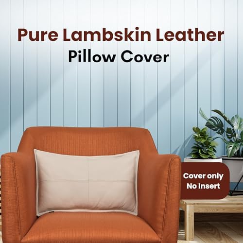 LL LEATHER LOVERS 100% Lambskin Leather Pillow Cover - Sofa Cushion Case - Decorative Throw Covers for Living Room & Bedroom, White Box Pack of 1-22X30 Inch - Image 2