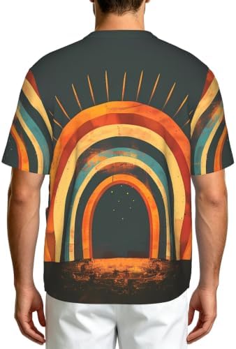 Men's Scrub Top,V-Neck Spill Wrinkle Resistant,3 Pockets-Boho Rainbow (2) - Image 2