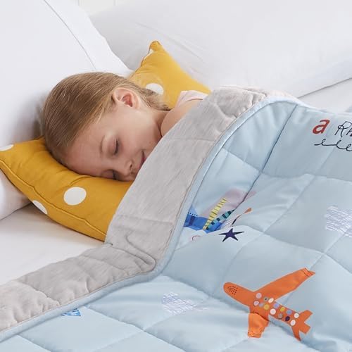 Weighted Blanket - 5 lbs Cooling Blue Airplane Heavy Blanket - Small Size Breathable Lap Blanket for Hot Sleepers(36"x48", 5 lbs) by HOSUKKO