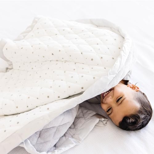 Dreamland Baby 4lb Weighted Blanket for Kids (White with Grey Stars) - Image 3
