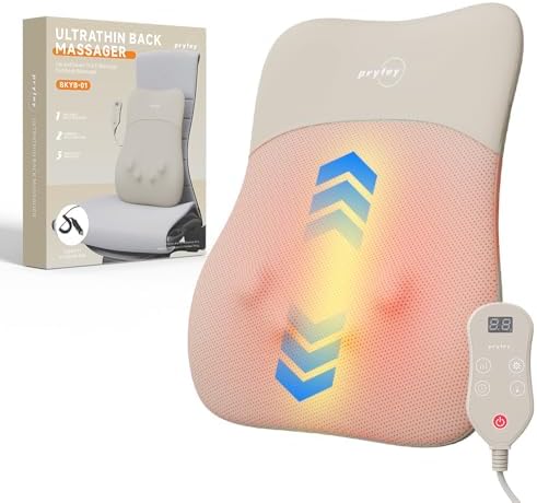 Back Massager with Heat for Pain Relief Deep Tissue, Ultrathin 4D Shiatsu Lower Back Massager, Chair Back Massager for Home Office, Gifts for Women Men, Khaki by Mzcnu