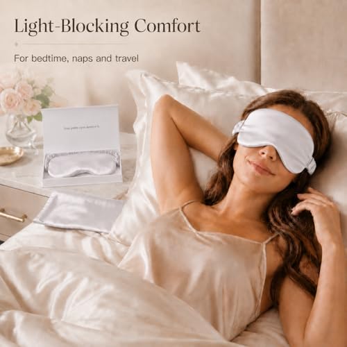 Silk Sleep Mask Light Blocking Luxury 100% Mulberry 19mm Silk Eye Mask Eye Cover Blindfold Ultra Soft Light & Comfy Anti Aging Skin Care with Travel Bag Gift Package - Image 6