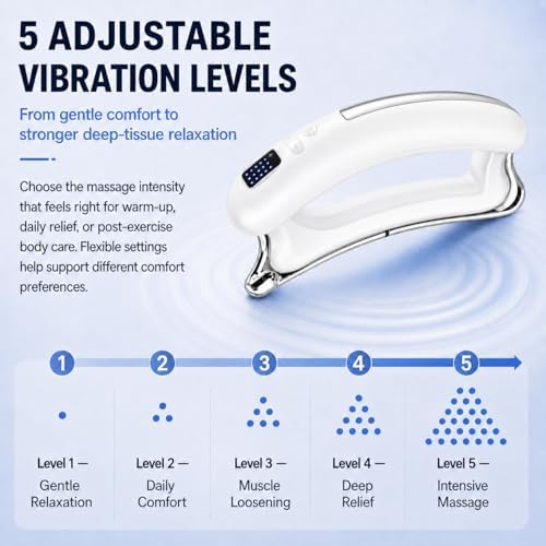 Electric Body Sculpt Massager, Portable Massage Tool with Soothing Heat & Adjustable Vibration, 5 Intensity Levels, Ergonomic for Neck, Shoulder, Back, Waist, Leg Relaxation(White) - Image 3