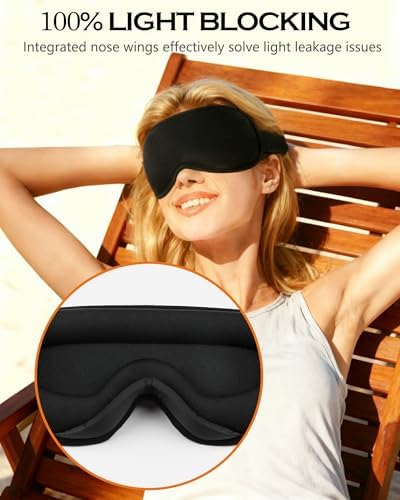 Sleep Mask for Side Sleeper Men Women, 100% Blackout Sleep Mask, Zero Eye Pressure 3D Sleeping Mask, Ergonomic Design and Breathable, Suitable for Travel Yoga, Black - Image 4