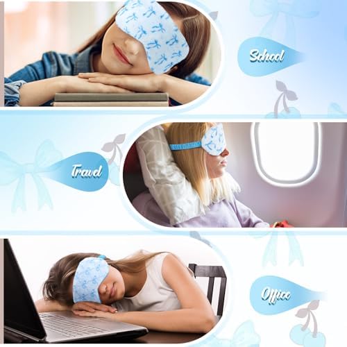 Cuffbow 6 Pack Fuzzy Sleep Masks Plush Eye Mask,Bow,Blue - Image 5