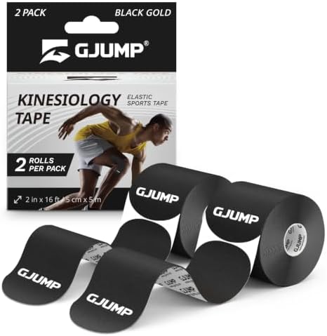Kinesiology Tape, 40 Count Precut Strips 2 Rolls Original Cotton Tape by GJUMP