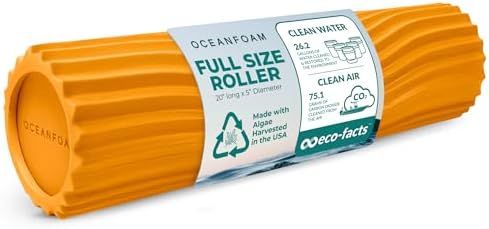 Oceanfoam Tidal Roller - Gold - Muscle Massage Foam Roller for Back Pain & Stretching - Firm and Ergonomic Wide Wave Textured - Yoga, Athletics, & Wellness - Full Size, 20" x 5" by Oceanfoam