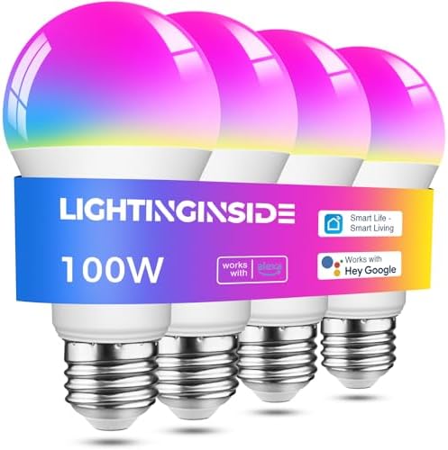 Lightinginside Smart Light Bulbs 100W Work with Alexa/Google Home, 4PCS by Lightinginside