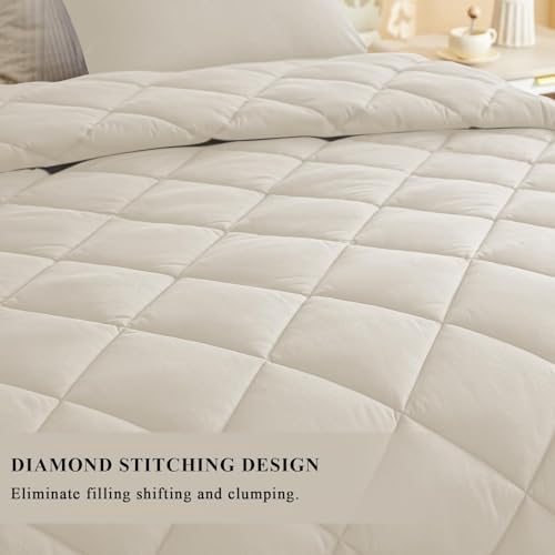 Oversized King Comforter, Extra Large King Size Comforter Oversized, All Season Soft Lightweight Quilt Down Alternative Duvet Insert with 8 Corner Tabs（120x98, Beige） - Image 5