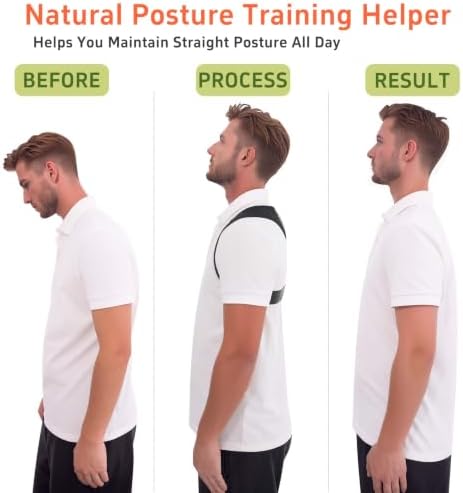 Posture Corrector for Women and Men, Adjustable Back Brace Shoulder Straightener, Upper Back Support Brace for Neck Shoulder Back Pain Relief, Breathable Posture Corrector for Daily Wear Black, L/XL - Image 2