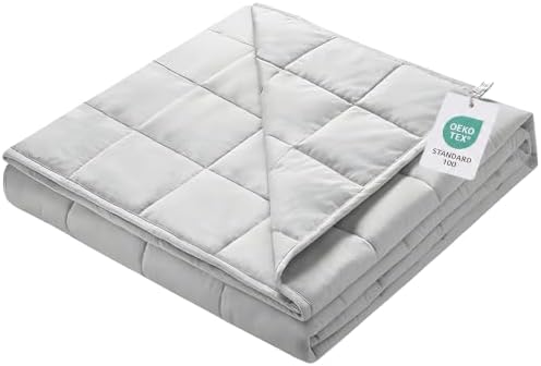 ZonLi Weighted Blanket for Adults (100% Cotton, 60"x80", 20lbs, Light Grey) by Zonli