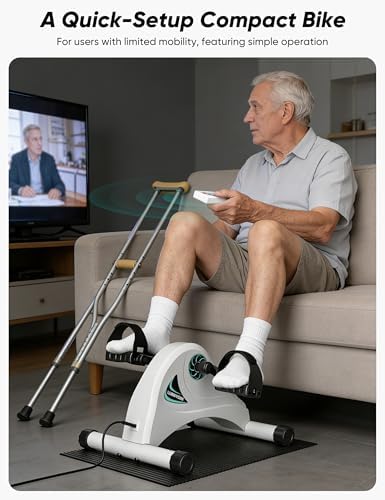 Under Desk Bike Pedal Exerciser for Seniors, LUBBYGIM Mini Exercise Bike for Physical Therapy, Electric Motorized Foot Pedal Machine for Arm and Leg Fitness, 6 Speed Levels - Image 3