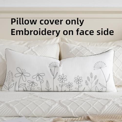 Sanmetex Floral Decorative Throw Lumbar Pillow Cover 14x36 Inch - Image 5
