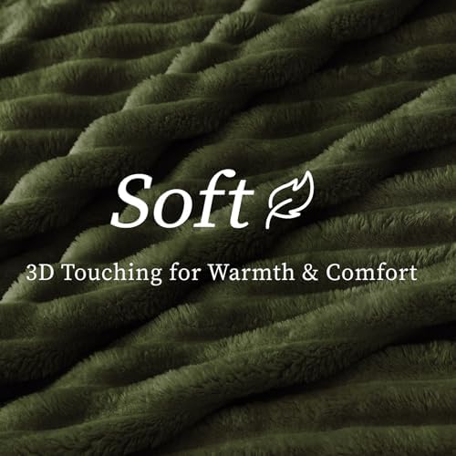 BEDELITE Ribbed Olive Green Throw Blanket for Couch, 50"x60" - Image 4